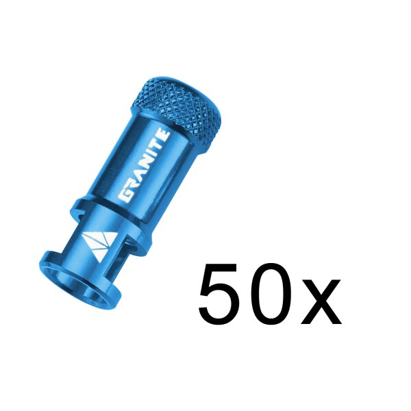 Granite Juicy Nipple Dealer Pack 50 Stk CNC Ventilkappe mit integriertem Ventilwerkzeug blau