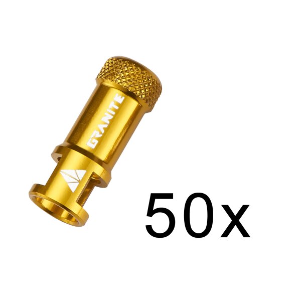 Granite Juicy Nipple Dealer Pack 50 Stk CNC Ventilkappe mit integriertem Ventilwerkzeug gold